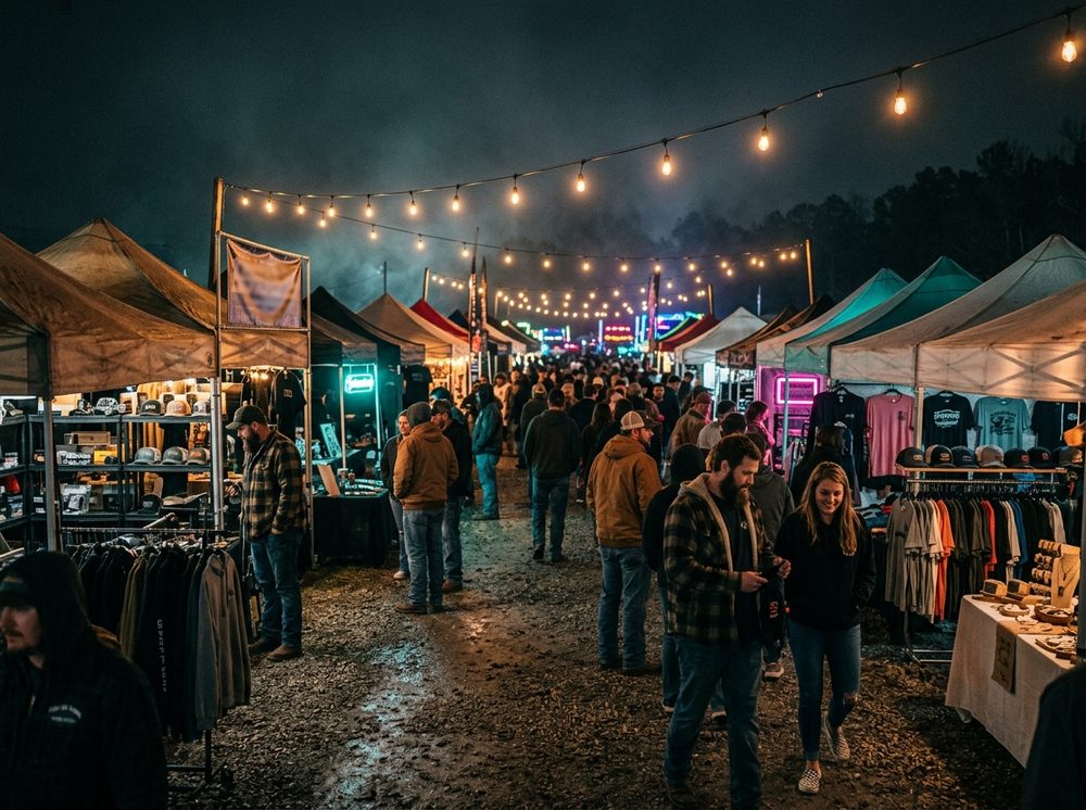Vendor row and crowds at the HardyCo Showdown