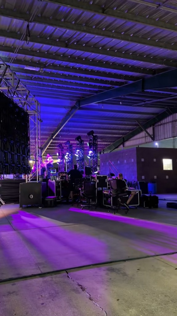 The stage lit up at night at the 2026 HardyCo Showdown